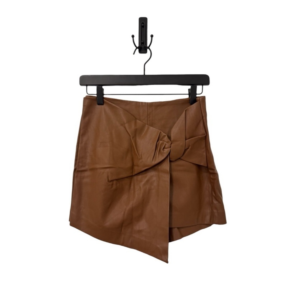 ZARA Faux Leather Wrap-Front Skort
